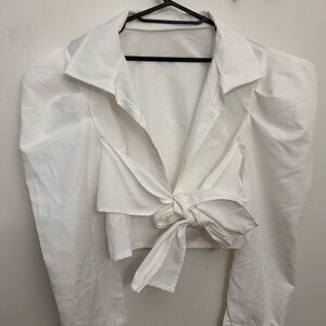 SHEIN White Tie-Front Blouse